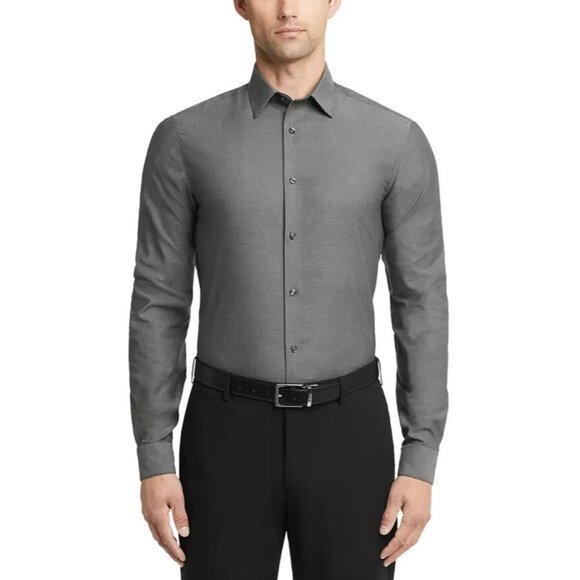 Calvin Klein Steel Slim-Fit Non-Iron Dress Shirt Gray Size 16.5x32/33 MSRP $85 - Picture 1 of 1